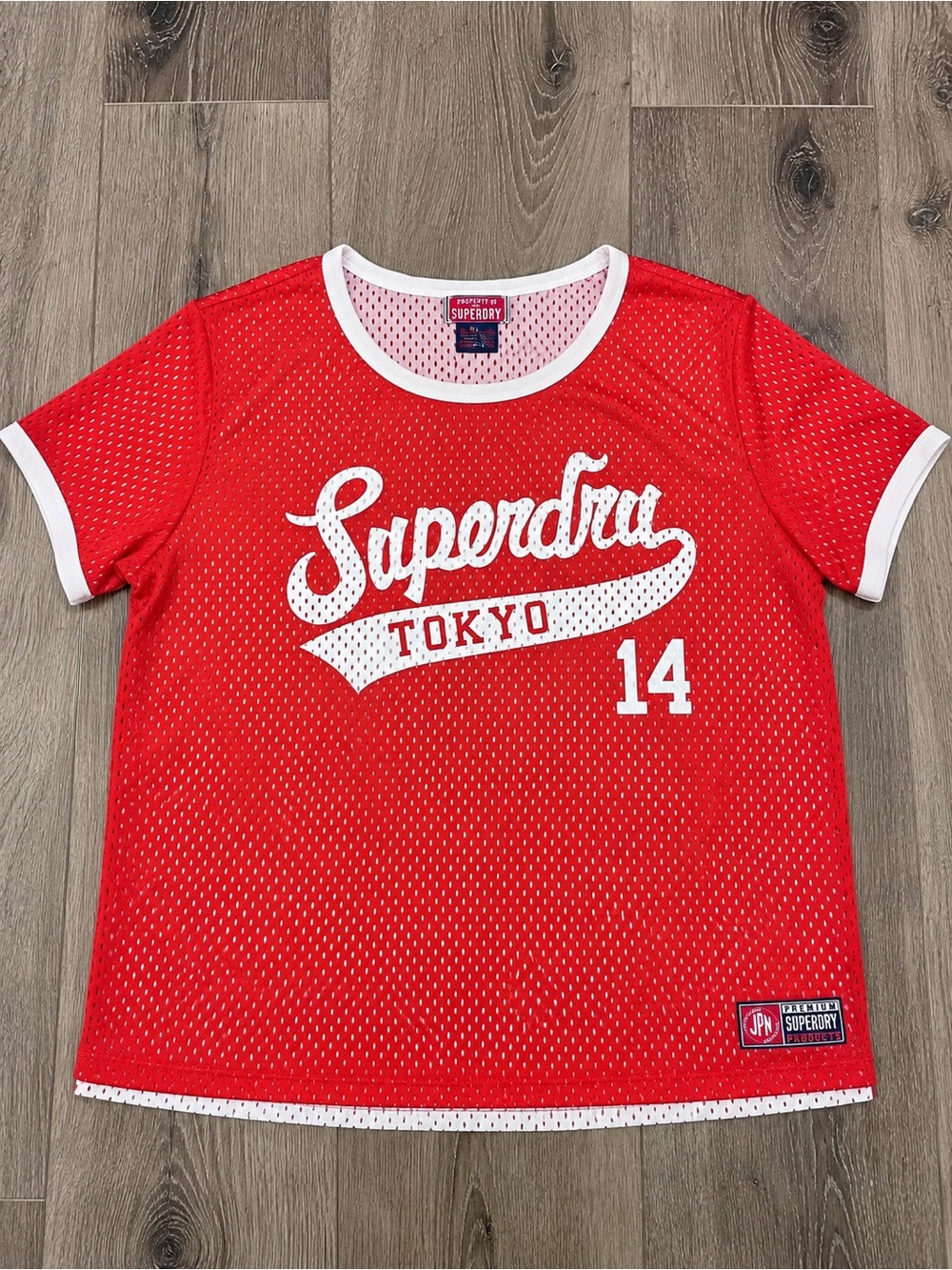 Superdry Red Mesh Tokyo Graphic Tee with White Trim